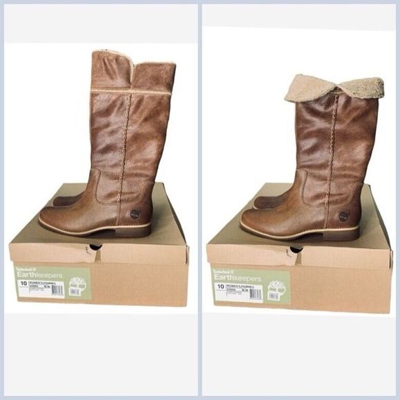 Timberland Shoreham Earthkeepers Shearling Fold Down Boots Womens Size 10 $290 - Picture 1 of 16
